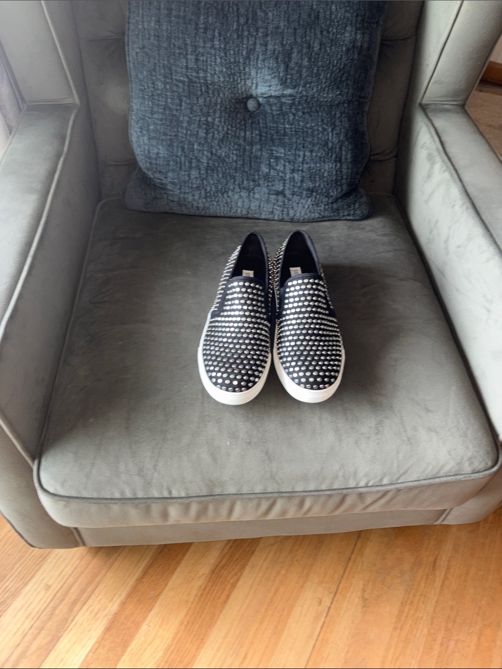 Steve Madden Black Studded Slip-On Flats